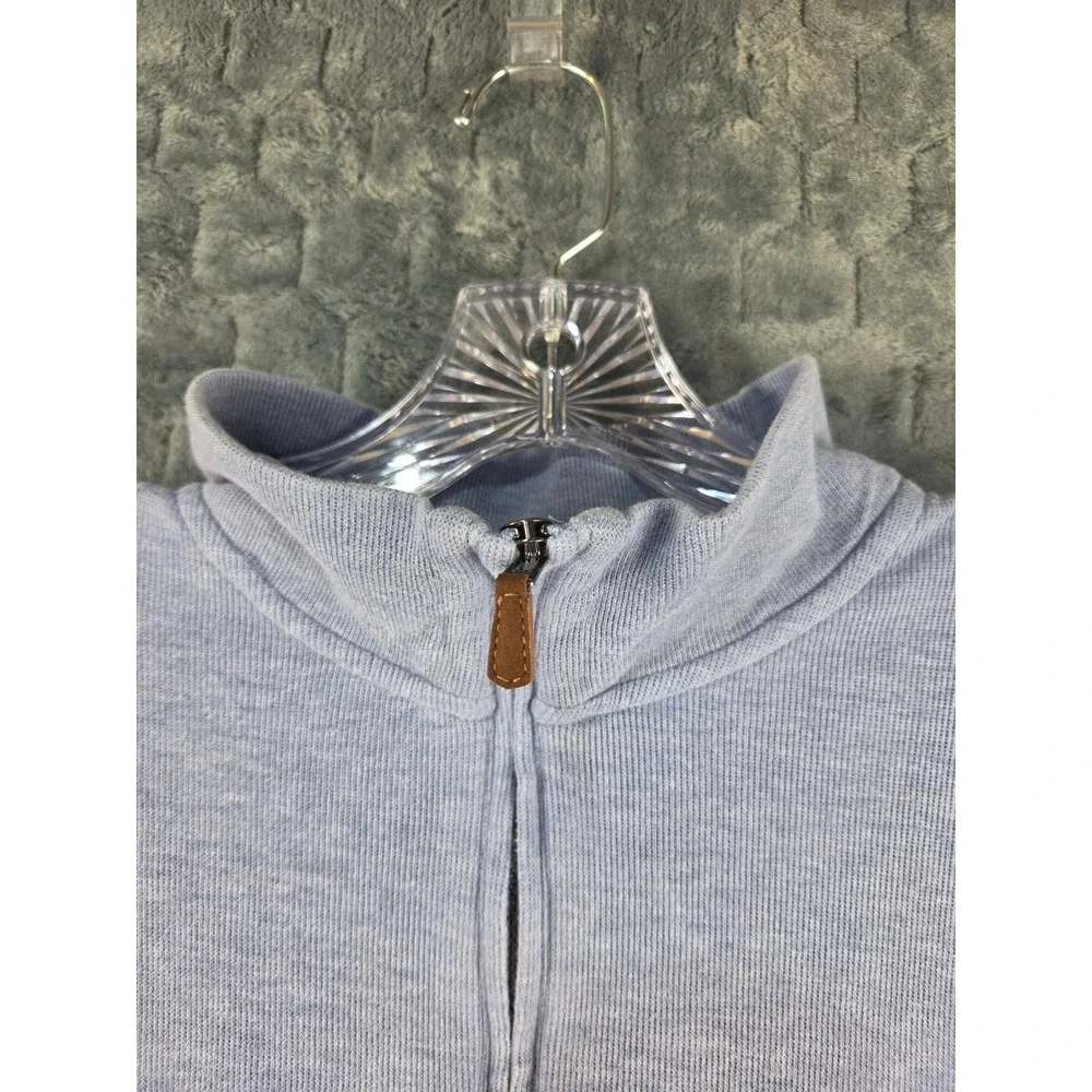 Polo Ralph Lauren Mens XL Estate Rib Quarter Zip Pullover Light Blue Heather